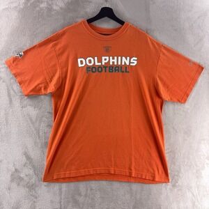 Reebok‎ Miami Dolphins Football T Shirt Mens Size Large Orange NFL Team Apparel